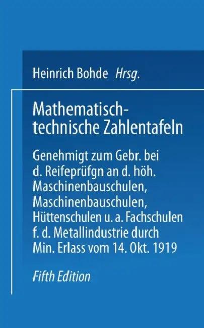 Mathematisch-Technische Zahlentafeln (English, Heinrich Bohde | Joh Freyberg | Leonhard Geusen)