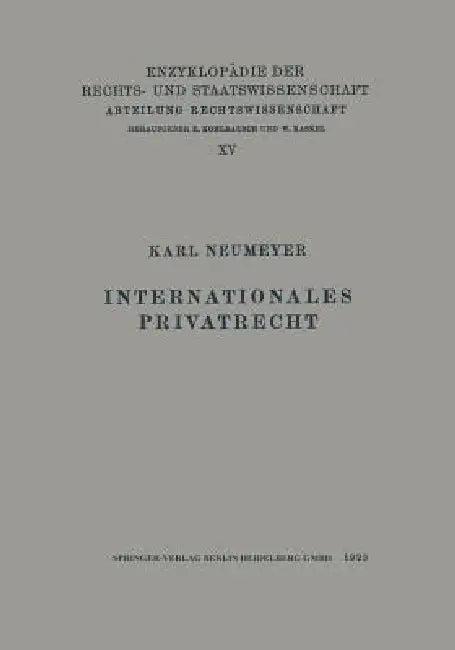 Internationales Privatrecht (English, Karl Neumeyer)