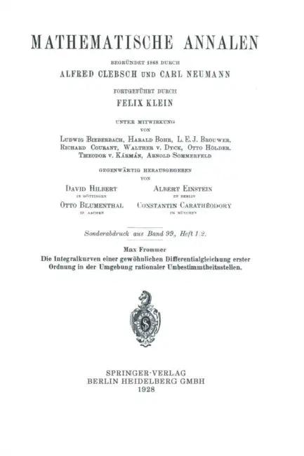 Die Integralkurven Einer Gewöhnlichen Differentialgleichung Erster Ordnung in Der Umgebung Rationale (English, Max Frommer)