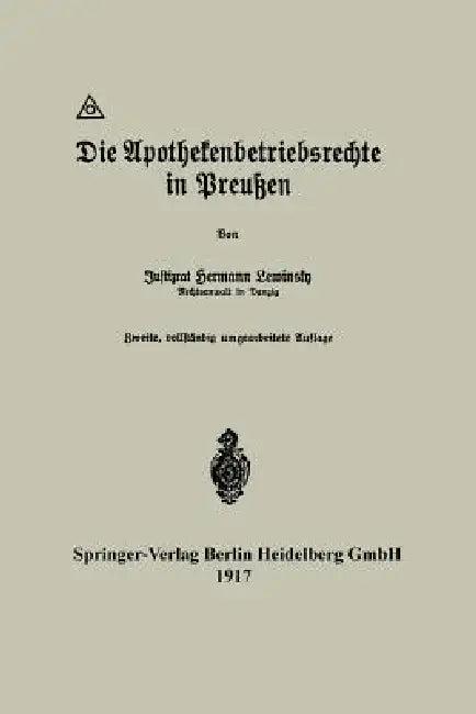 Die Apothekenbetriebsrechte in Preußen (English, Hermann Lewinsky)
