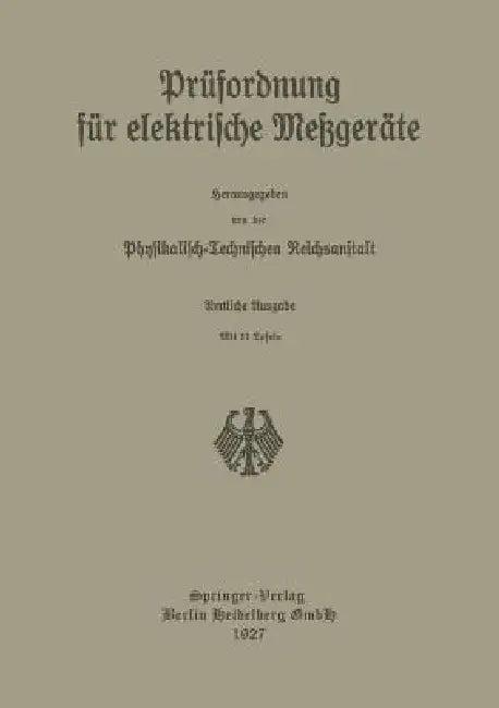 Prüfordnung Für Elektrische Meßgeräte (English, Physikalisch-Technischen Reichsanstalt)