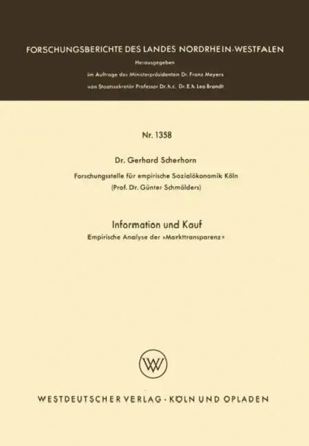 Information Und Kauf (English, Gerhard Scherhorn)