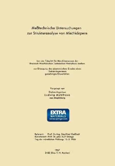Meßtechnische Untersuchungen Zur Strukturanalyse Von Mischkörpern (English, Ludwig Mühlhaus)