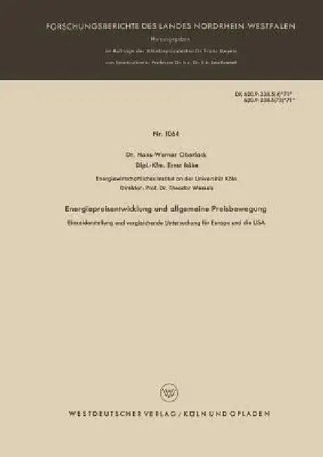 Energiepreisentwicklung Und Allgemeine Preisbewegung (English, Hans-Werner Oberlack)