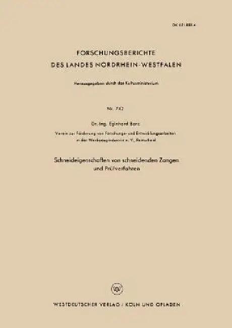 Schneideigenschaften Von Schneidenden Zangen Und Prüfverfahren (English, Eginhard Barz)