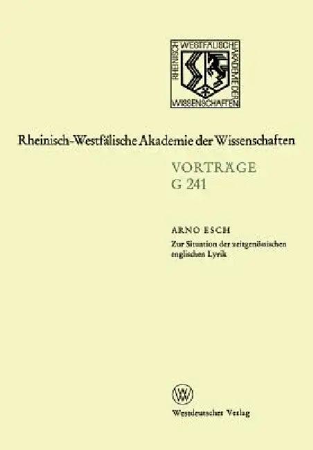 Zur Situation Der Zeitgenössischen Englischen Lyrik (English, Arno Esch)