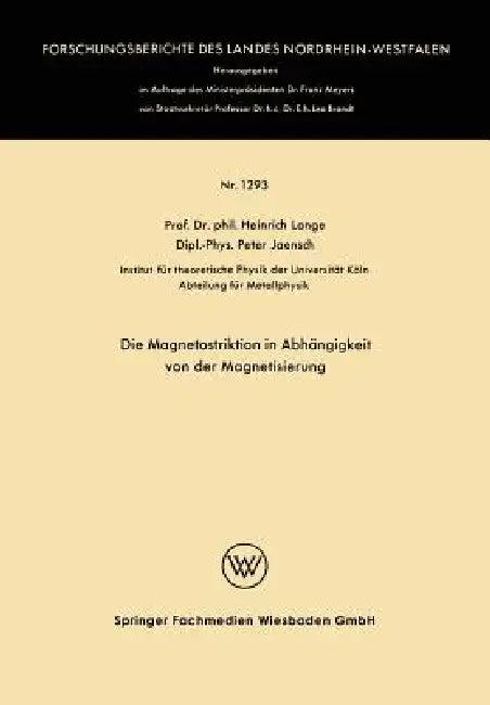 Die Magnetostriktion in Abhängigkeit Von Der Magnetisierung (English, Heinrich Lange)