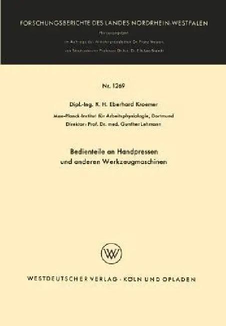 Bedienteile an Handpressen Und Anderen Werkzeugmaschinen (English, Henning Wode)