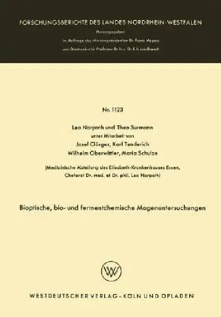 Bioptische, Bio- Und Fermentchemische Magenuntersuchungen (English, Leo Norpoth | Theo Surmann)