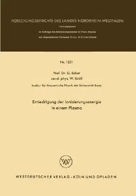 Erniedrigung Der Ionisierungsenergie in Einem Plasma (English, Günter Ecker)