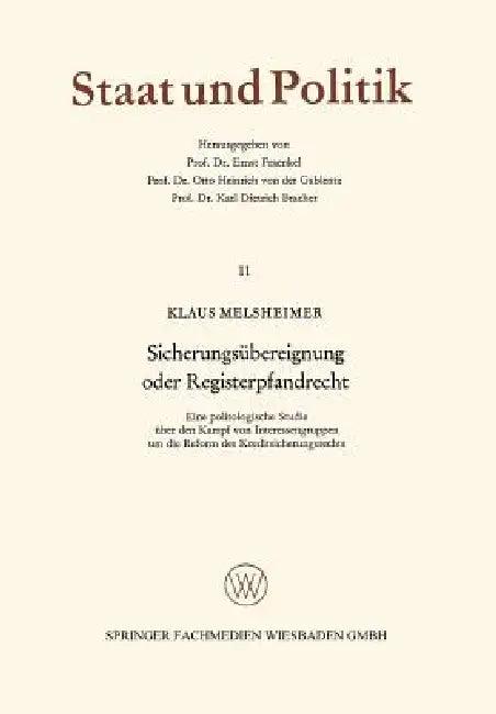 Sicherungsübereignung Oder Registerpfandrecht (English, Klaus Melsheimer)