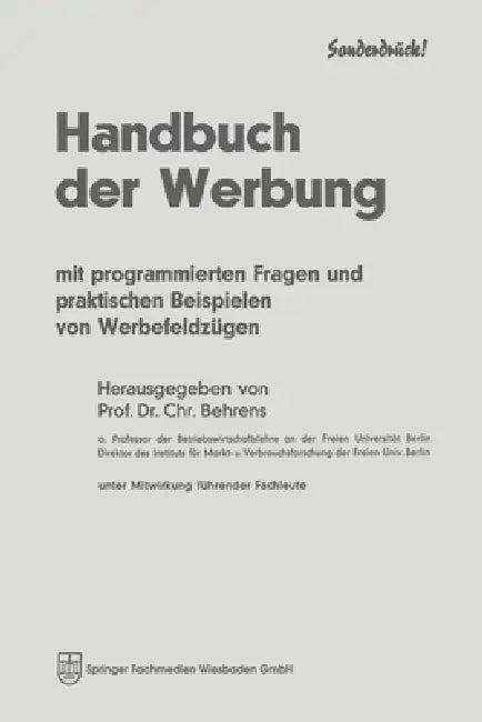 Handbuch der Werbung (English, Uwe Johannsen)