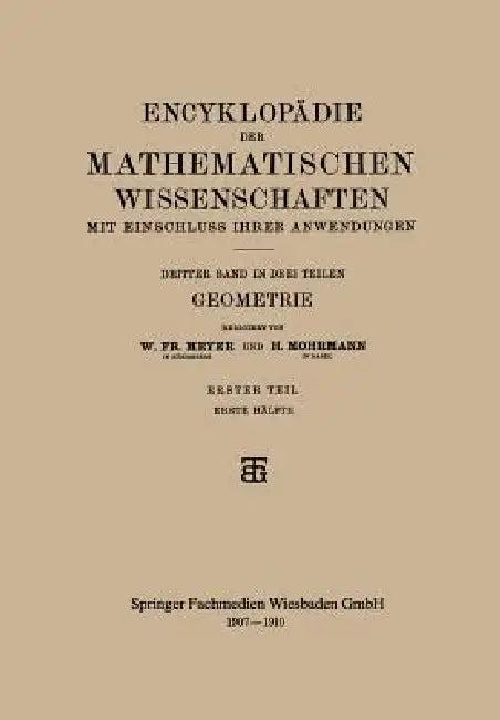 Encyklopädie Der Mathematischen Wissenschaften Mit Einschluss Ihrer Anwendungen (English, W. Fr Meyer | H. Mohrmann)