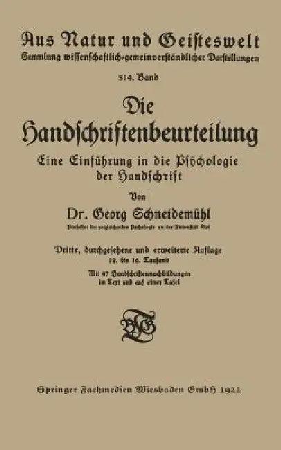 Die Handschriftenbeurteilung (English, Georg Schneidemühl)
