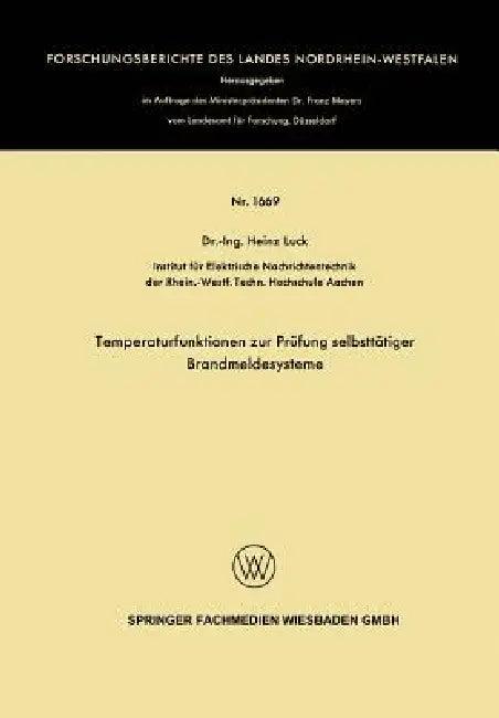 Temperaturfunktionen Zur Prüfung Selbsttätiger Brandmeldesysteme (English, Heinz Luck)