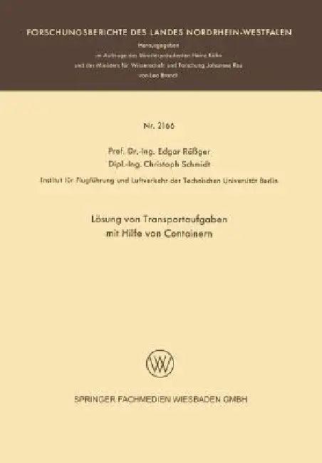 Lösung Von Transportaufgaben Mit Hilfe Von Containern (English, Edgar Rößger | Christoph Schmidt)