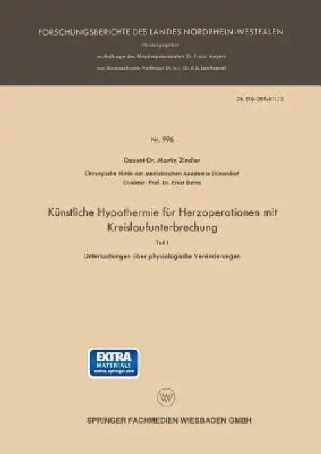 Künstliche Hypothermie Für Herzoperationen Mit Kreislaufunterbrechung (English, Martin Zindler)