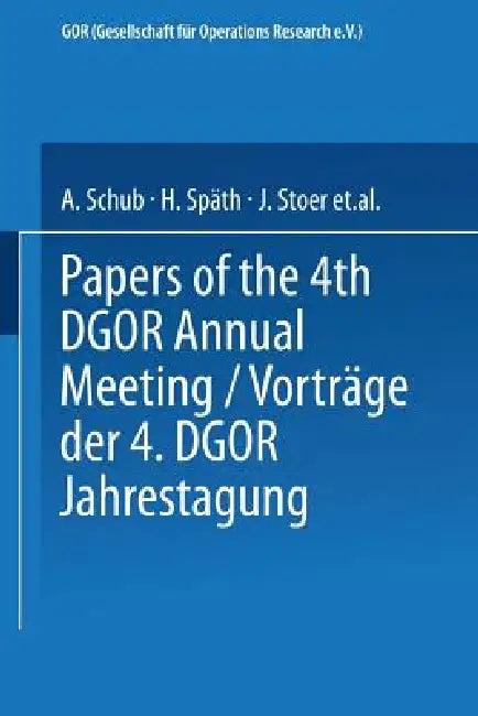 Vorträge Der Jahrestagung 1974 Dgor Papers of the Annual Meeting (English, A. Schub | H. Späth | J. Stoer)