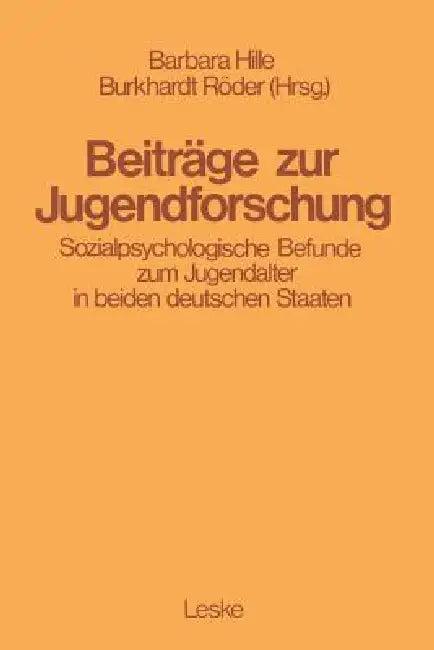Beiträge Zur Jugendforschung (English, Barbara Hille | Burkhard Roeder)