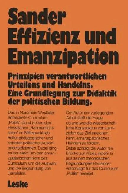 Effizienz Und Emanzipation (English, Wolfgang Sander)
