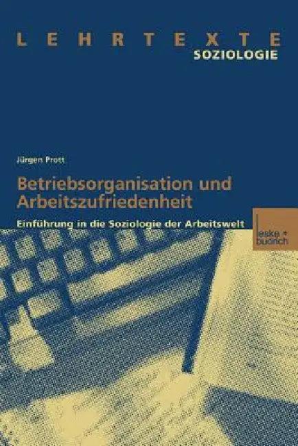 Betriebsorganisation Und Arbeitszufriedenheit (English, Jürgen Prott)