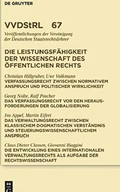 Die Leistungsfähigkeit der Wissenschaft des Öffentlichen Rechts = The Efficiency of the Science of P (English, Christian Hillgruber | Uwe Volkmann | G