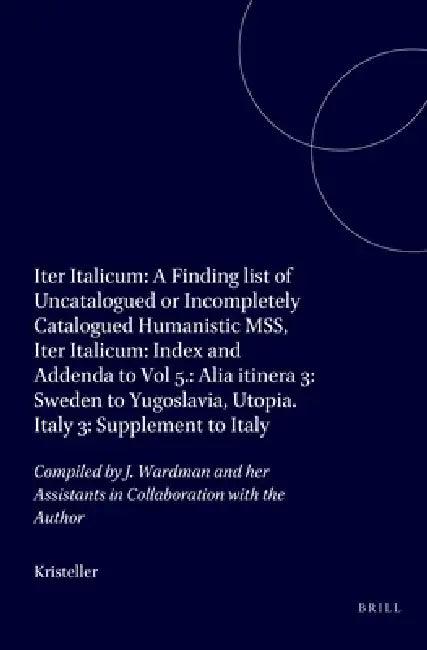 Iter Italicum (English, Kristeller)