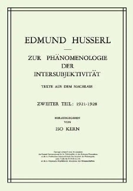 Zur Phänomenologie Der Intersubjektivität (English, Edmund Husserl | Kern)