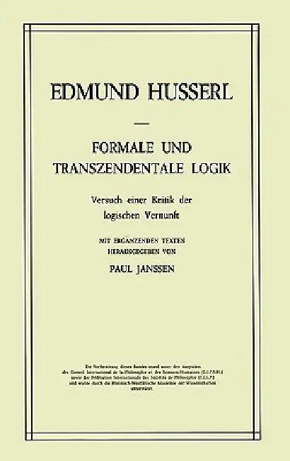 Formale Und Transzendentale Logik (English, Edmund Husserl | Petra Janssen)