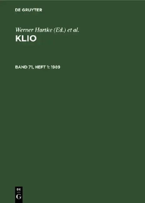 1989 (English, Zentralinstitut Für Alte Geschichte Und | Werner Hartke | Rigobert Günther)
