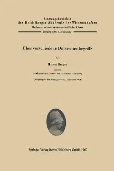 Über Verschiedene Differentenbegriffe (English, Robert Berger)
