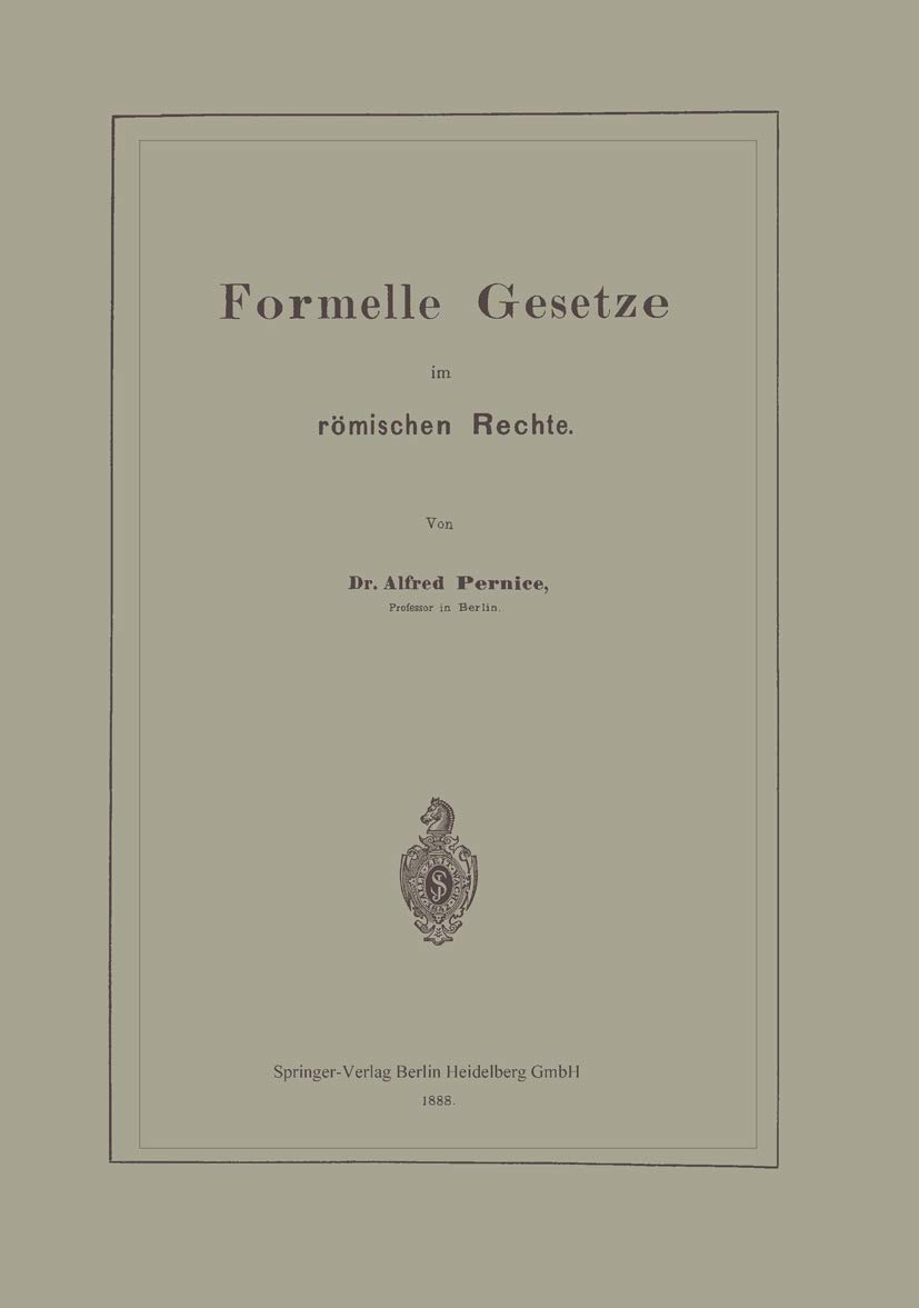 Formelle Gesetze Im Römischen Rechte (English, Alfred Pernice) - Image 2 - GlowMirror
