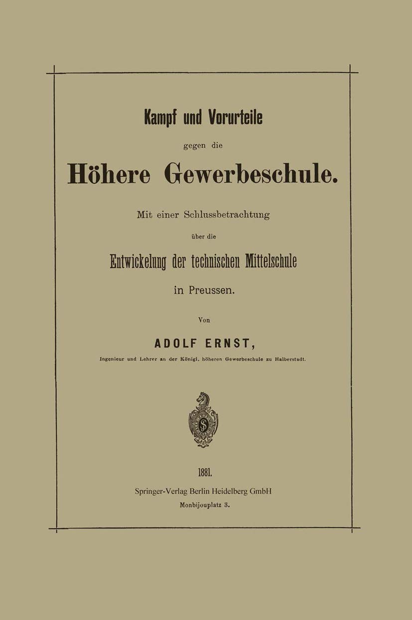 Kampf Und Vorurteile Gegen Die Höhere Gewerbeschule (English, Adolf Ernst) - Image 2 - GlowMirror