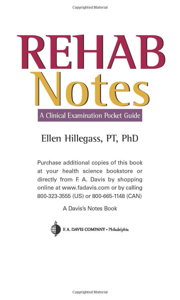 Buy Rehab Notes (English, Paperback, Ellen Z. Hillegass) Online at Best Price - GlowMirror