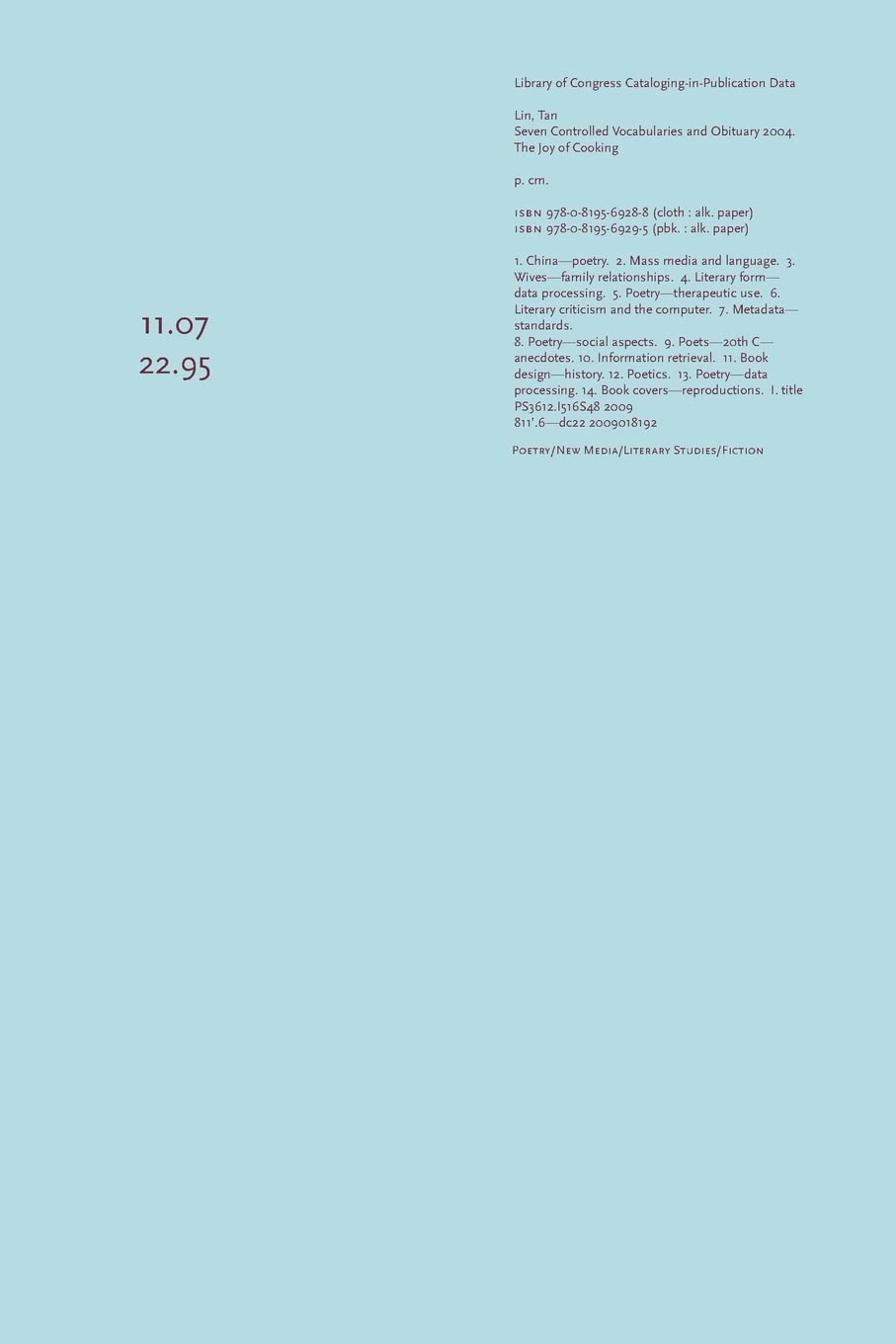 Buy Seven Controlled Vocabularies and Obituary 2004, the Joy of Cooking: Airport Novel Musical Poem Painting Film Photo Hallucination Landscape (Englis... Online at Best Price - GlowMirror