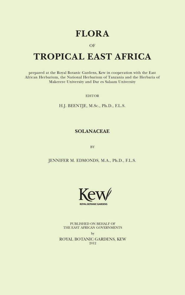 Buy Flora of Tropical East Africa: Solanaceae: Solanaceae (English, Paperback, Henk J. Beentje) Online at Best Price - GlowMirror