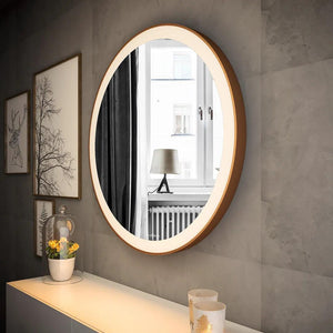 Round LED Wall Mirror with SS304 Metal Frame | Custom Lighting Options | Touch/Plug-and-Play Controls | Multiple Finishes