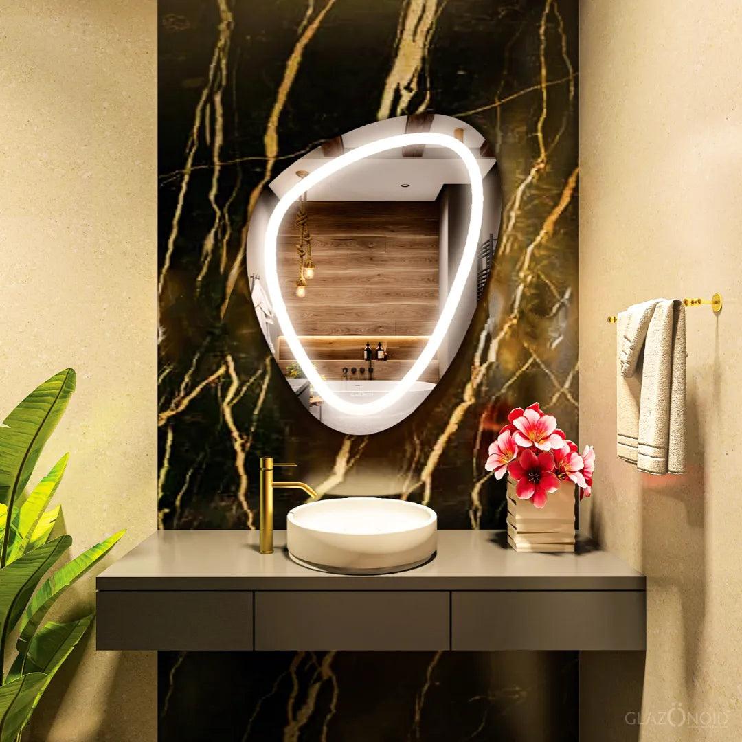 Pebble LED Bathroom Mirror with Touch Sensor | Backlit Lighting | 3 Color Modes | 5-Year Warranty