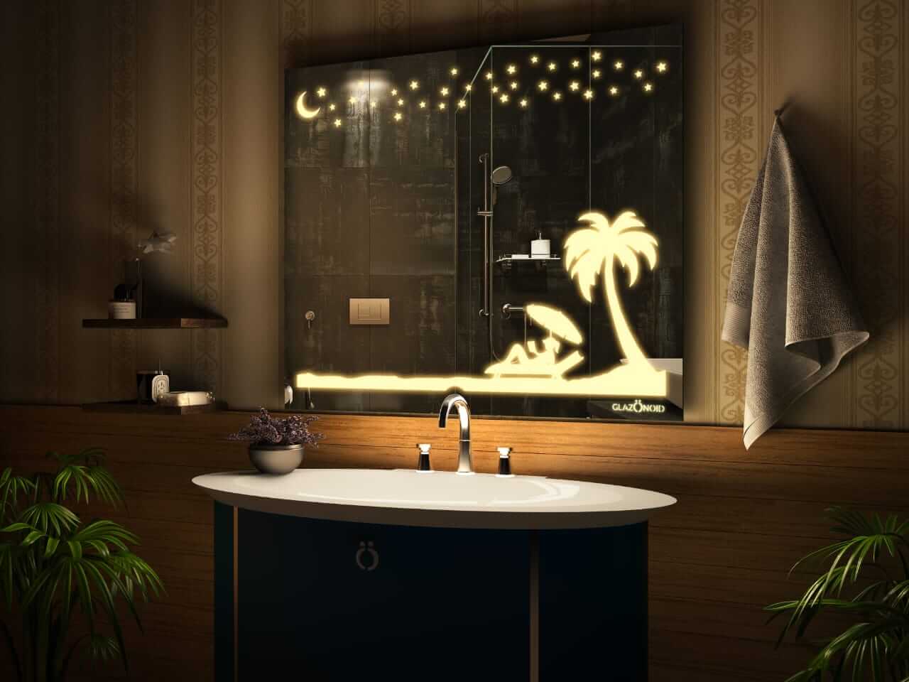 Beach Vibes LED Wall Mirror with Adjustable Lighting | Bathroom Backlit Mirror | Touch & Motion Sensor Options | Multiple Sizes