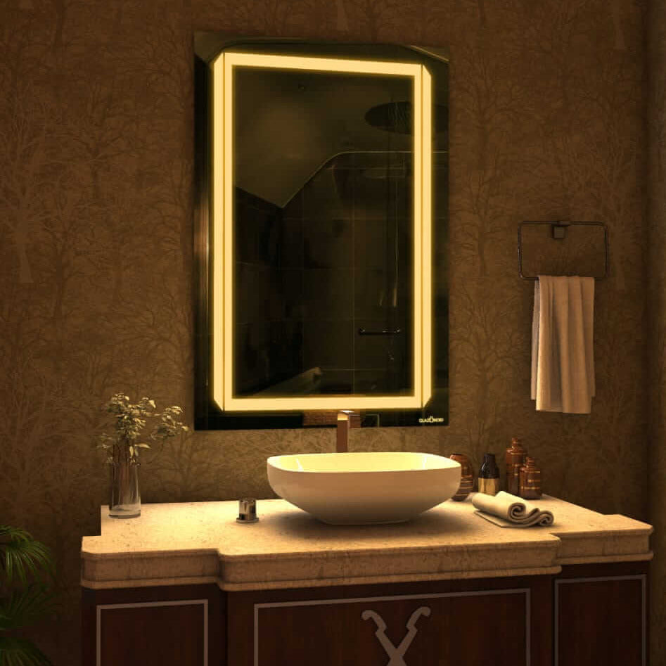 Depth Rectangular LED Mirror with Dual‑Line Backlit Design | Touch Sensor | 3 Light Modes | 5‑Year Warranty