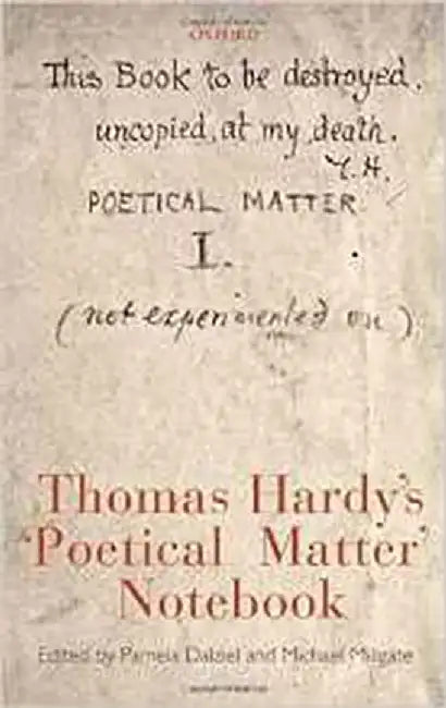 Thomas Hardy'S 'Poetical Matter' Notebook (English, Pamela Dalziel | Michael Millgate)