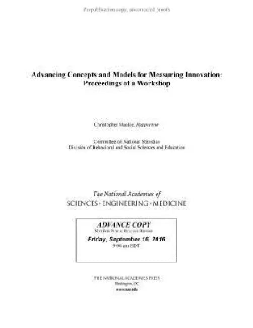 Advancing Concepts and Models for Measuring Innovation (English, National Academies of Sciences Engineeri | Division of Behavioral, Social Scienc | Committee on National Statistics)