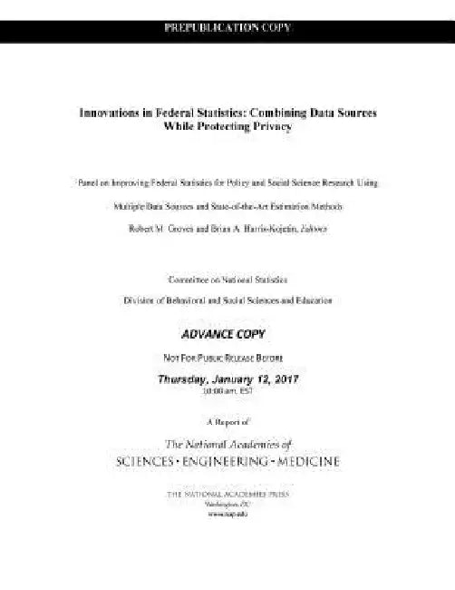 Innovations in Federal Statistics (English, National Academies of Sciences Engineeri | Division of Behavioral, Social Scienc | Committee on National Statistics)