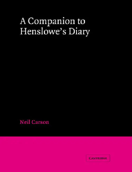 A Companion to Henslowe's Diary (English, Neil Carson)