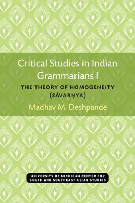 Critical Studies in Indian Grammarians I (English, Madhav Deshpande)