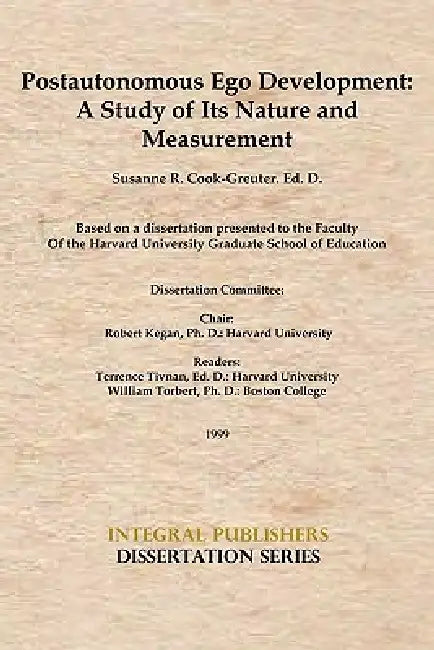 Postautonomous Ego Development (English, Susanne Cook-Greuter)