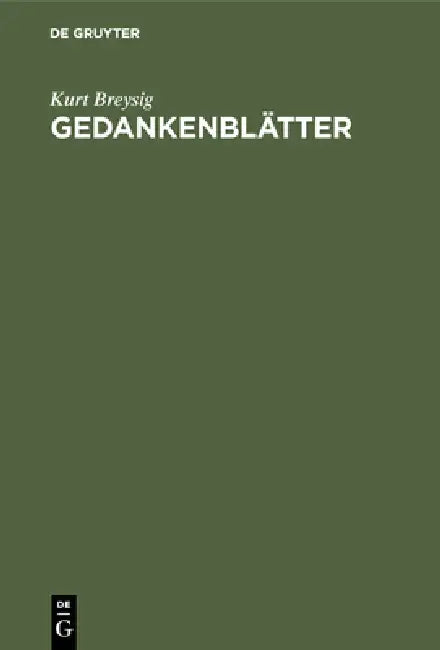 Gedankenblätter (English, Kurt Breysig | Gertrud Breysig)