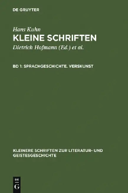 Sprachgeschichte. Verskunst (English, Dietrich Hofmann | Wolfgang Lange | Klaus Von See)