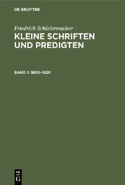 1800-1820 (English, Hayo Gerdes | Emanuel Hirsch | Friedrich Schleiermacher)