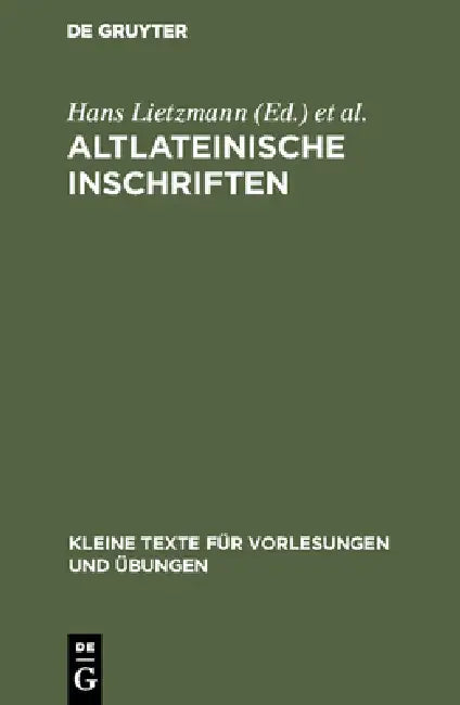 Altlateinische Inschriften (English, No Contributor)